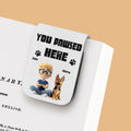 You Pawsed Here With Dad - Personalized Leather Bookmark