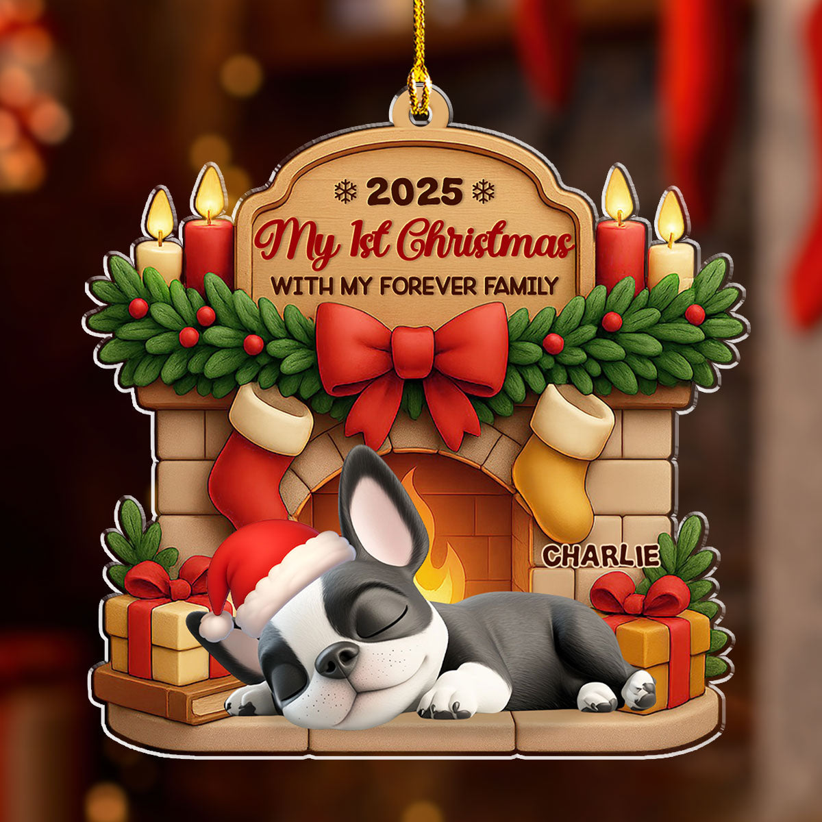 Custom Christmas Decor Home Birthday Gifts For Dog Mom, Dog Lovers • As A Family Member - Personalized 3D Effect Acrylic Ornament