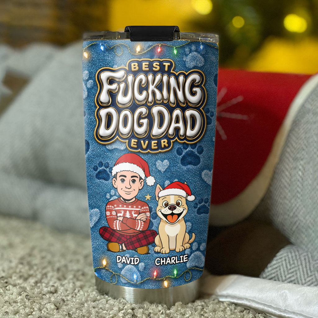 Custom Christmas Birthday Gifts For Dog Dad, Dog Lovers • An Unbreakable Bond - Personalized 3D Effect Tumbler