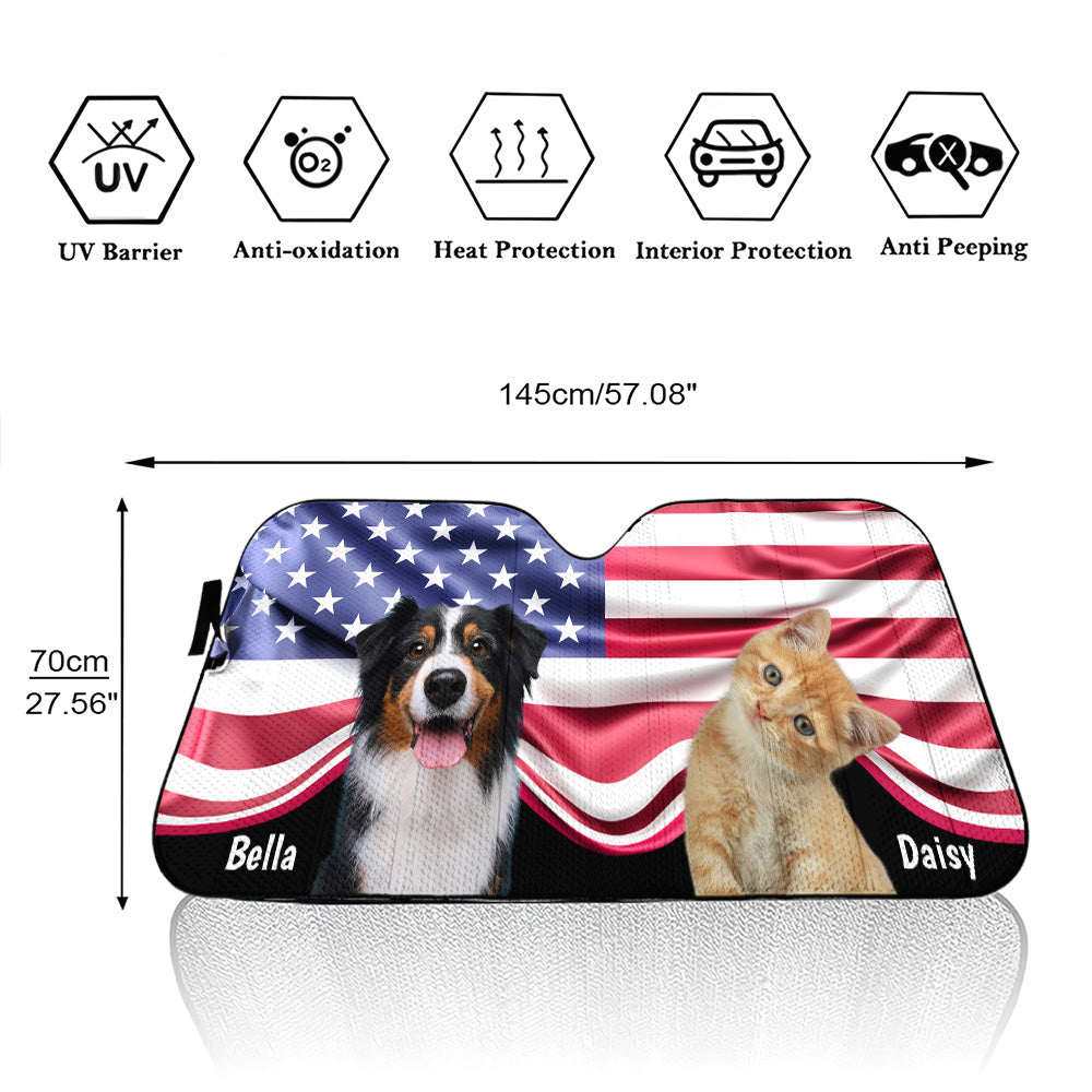 Proud American Pets Photo - Personalized Car Sunshade