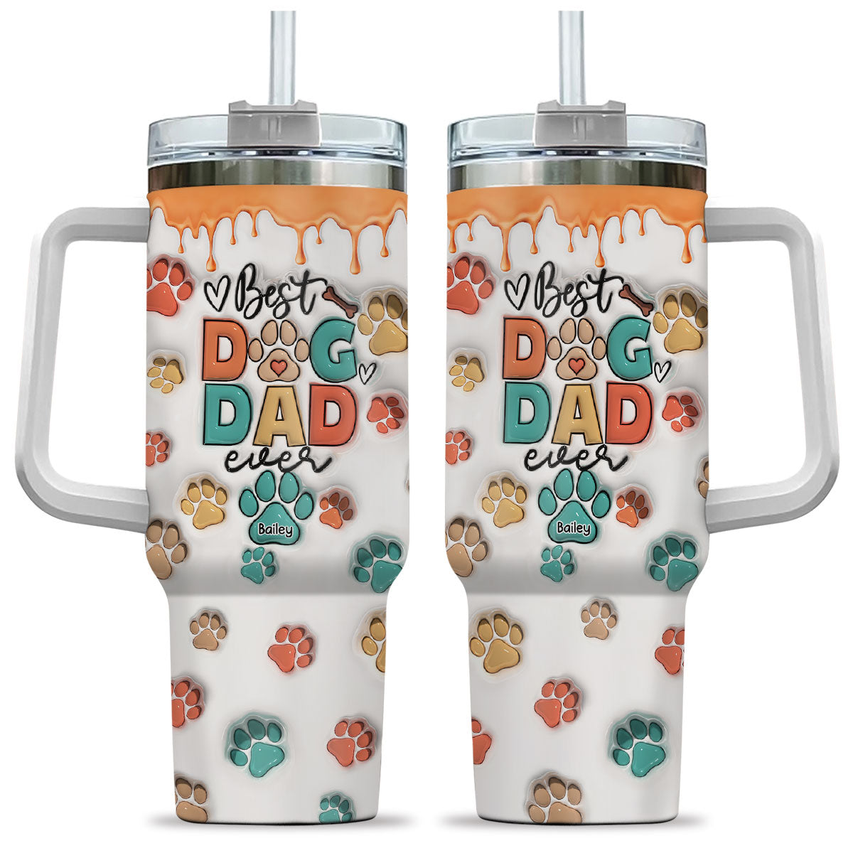 Custom Mother's day Birthday Gifts For Cat Mom, Cat Lovers • Best Mom Dad - Personalized 3D Inflated Effect Printed 40 Oz Tumbler