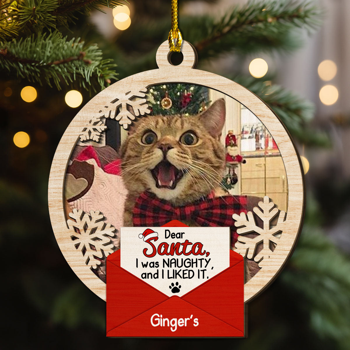 Dear Santa I Was Naughty - Personalized 2-layered Wood Ornament