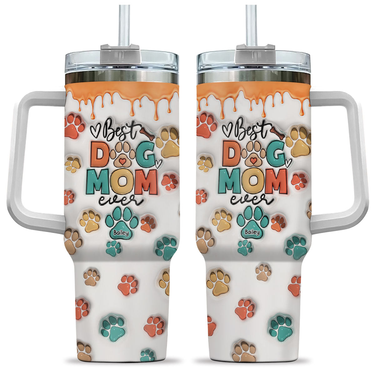 Custom Mother's day Birthday Gifts For Cat Mom, Cat Lovers • Best Mom Dad - Personalized 3D Inflated Effect Printed 40 Oz Tumbler