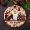 Family Moment - Personalized Circle Ceramic Christmas Ornament