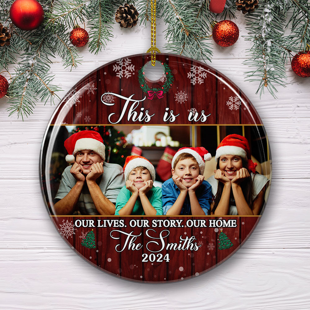 This Is Us - Personalized Photo Circle Ceramic Ornament