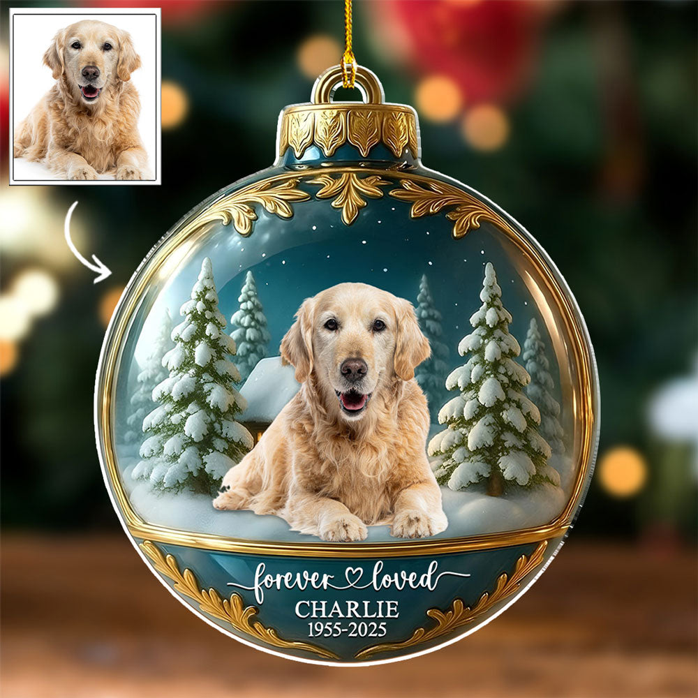 Custom Christmas Memorial Sympathy Gifts For Dogs, Cats • Forever Loved - Personalized Acrylic Ornament