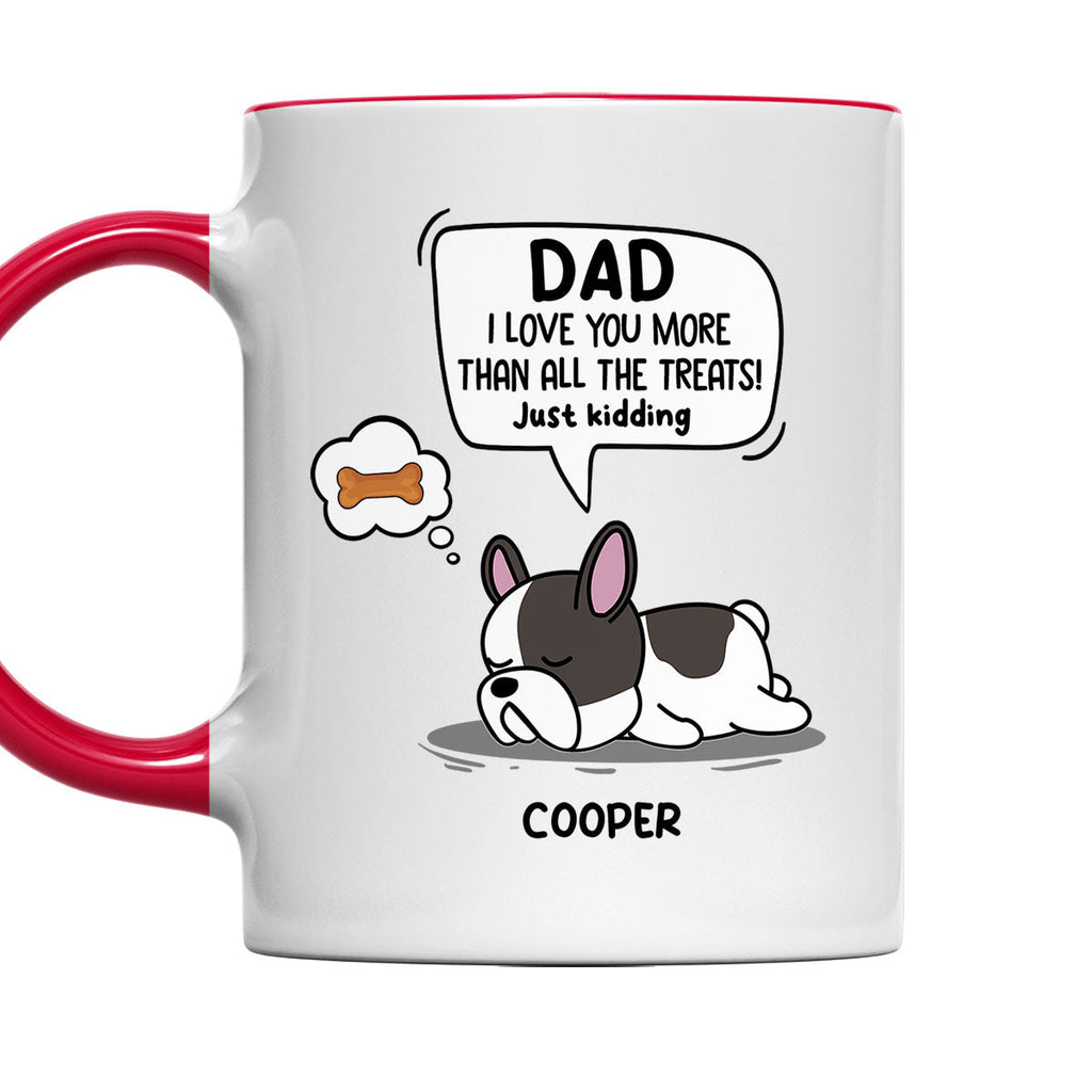 Custom Photo Christmas Birthday Gifts For Dog Lovers • I Love Dad More Than Treats - Personalized Accent Mug