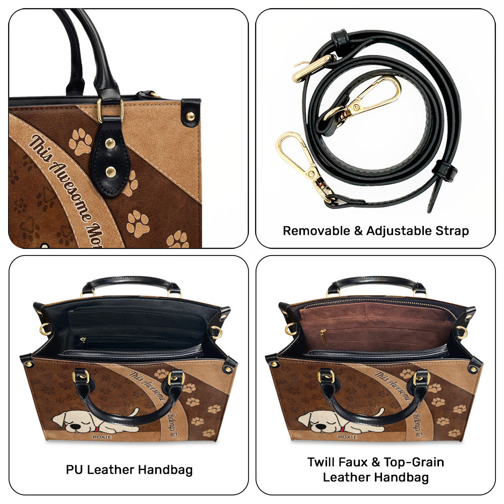 Awesome Mom Belongs To - Personalized Leather Bag