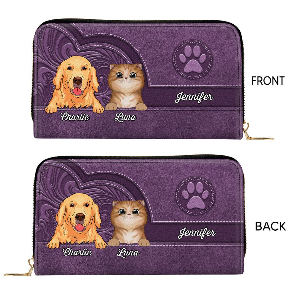 Cute Dogs And Cats Aesthetic Pattern - Personalized Leather Wallet