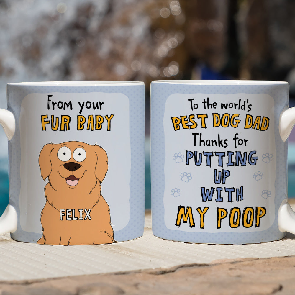 Custom Photo Christmas Birthday Gifts For Dog Lovers • I Woof You Dad Mom - Personalized Coffee Mug