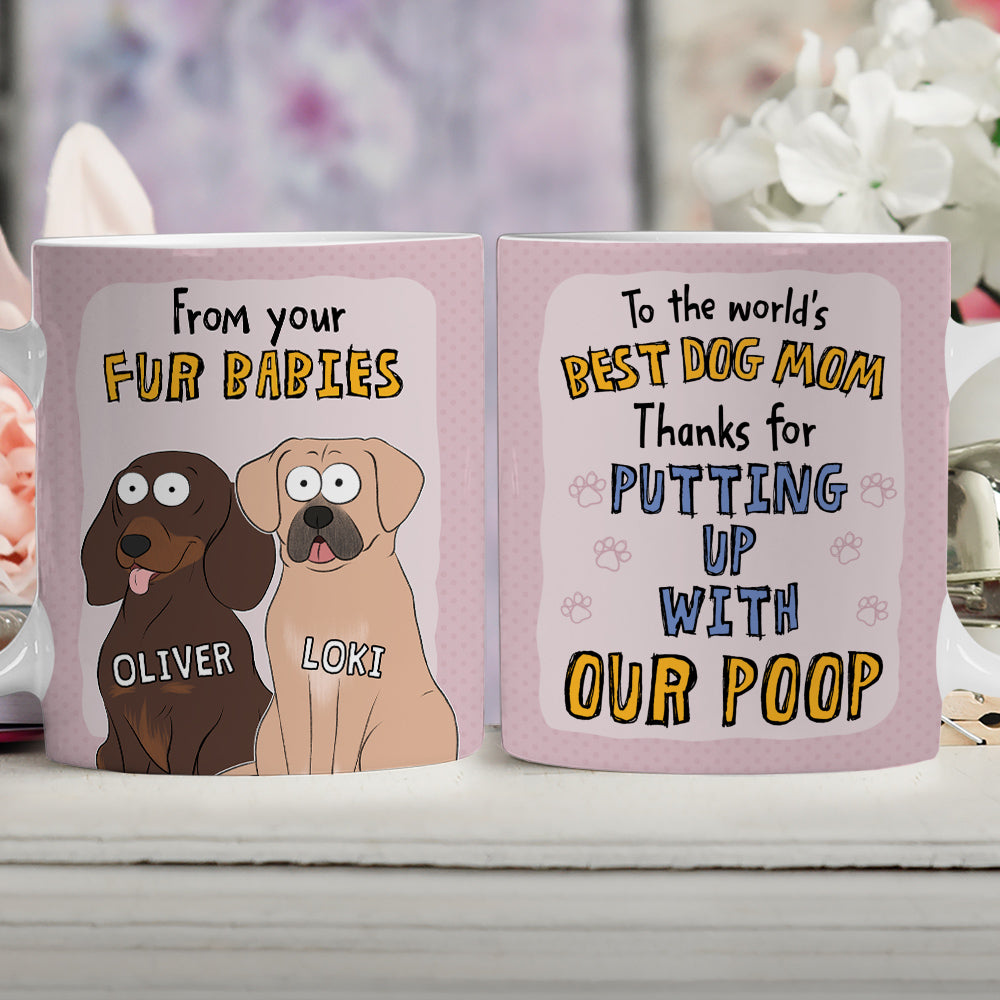 Custom Photo Christmas Birthday Gifts For Dog Lovers • I Woof You Dad Mom - Personalized Coffee Mug