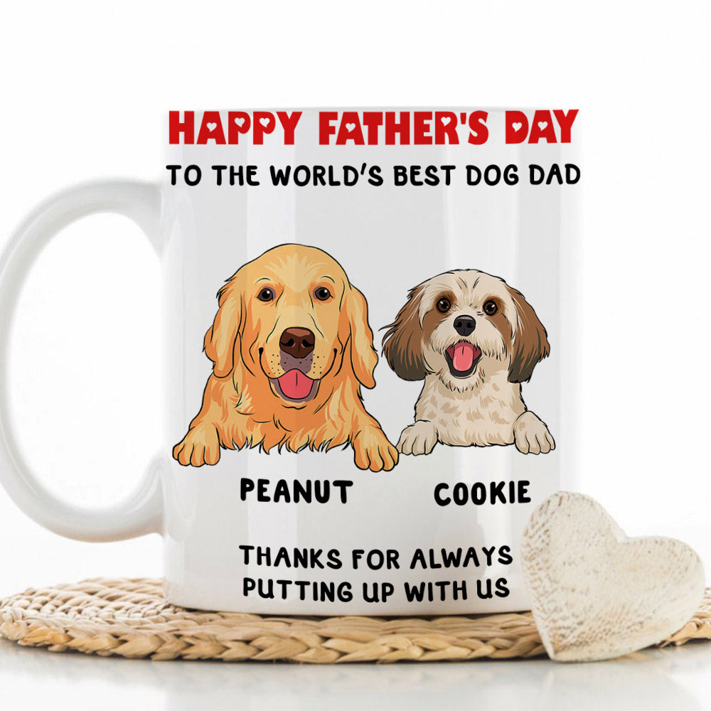 Custom Photo Christmas Birthday Gifts For Dog Lovers • Thanks For Always Putting Up With Me - Personalized Coffee Mug