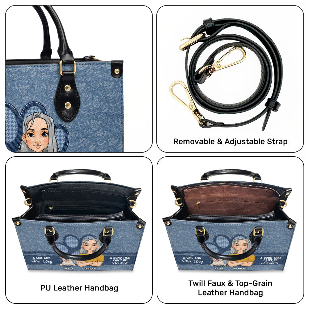 A Girl And Her Dog - Personalized Leather Bag