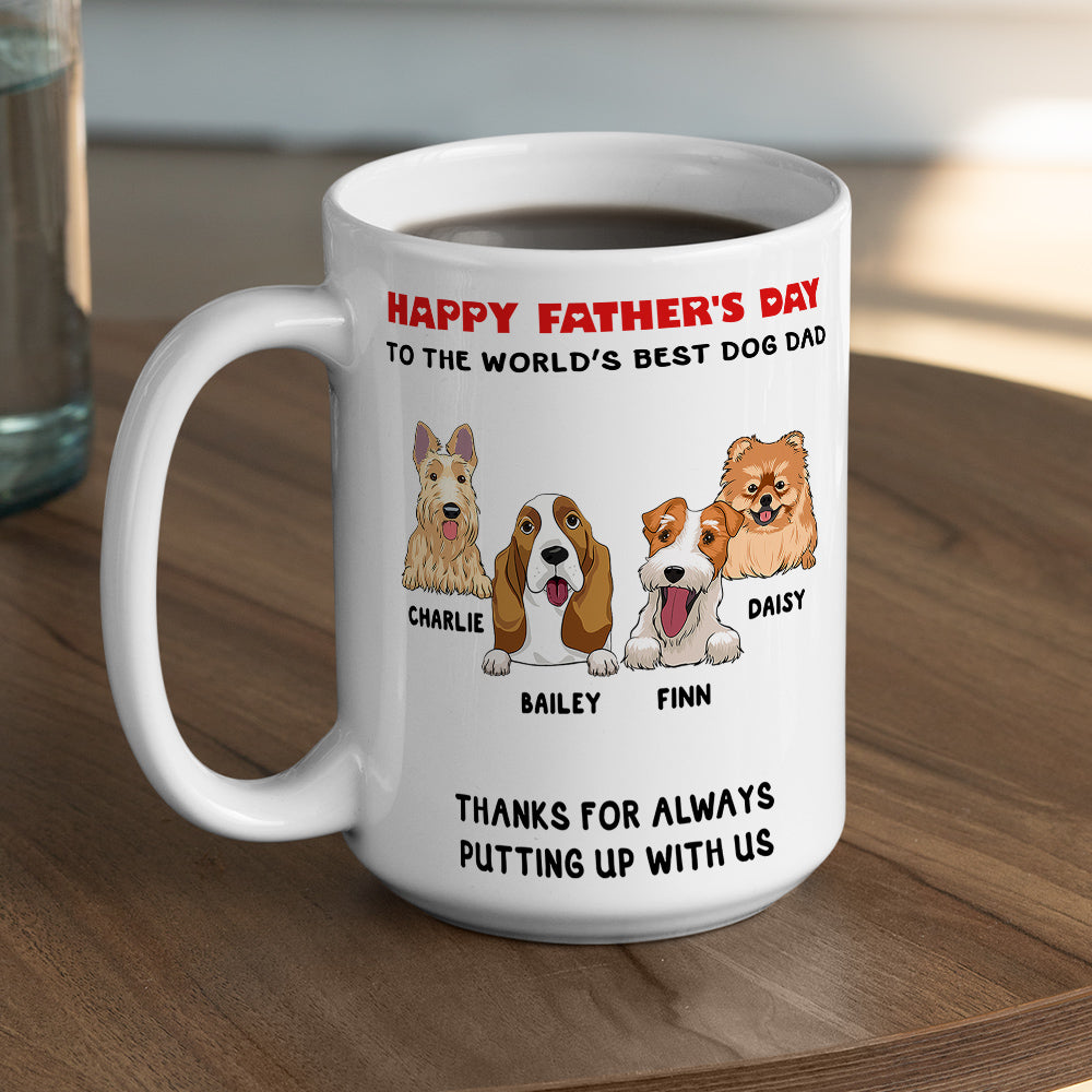 Custom Photo Christmas Birthday Gifts For Dog Lovers • Thanks For Always Putting Up With Me - Personalized Coffee Mug