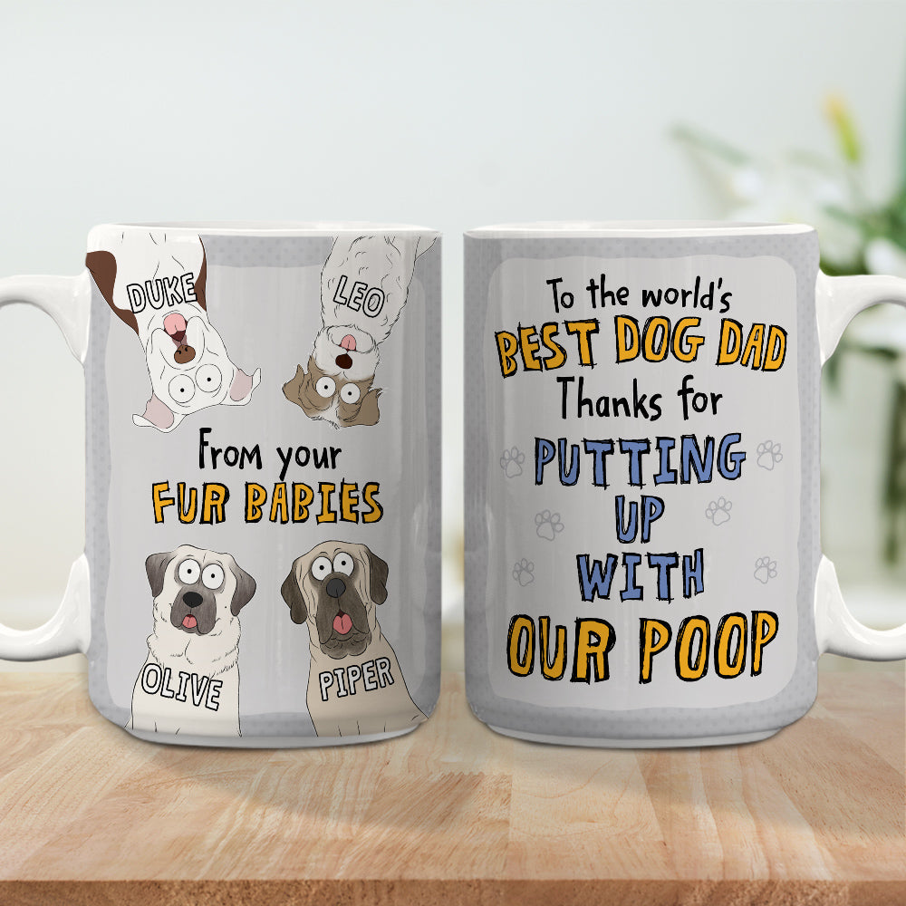 Custom Photo Christmas Birthday Gifts For Dog Lovers • I Woof You Dad Mom - Personalized Coffee Mug