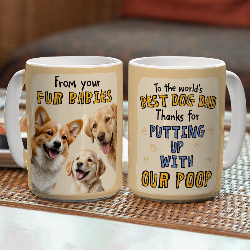 Custom Photo Christmas Birthday Gifts For Dog Lovers • I Woof You Dad Mom - Personalized Coffee Mug