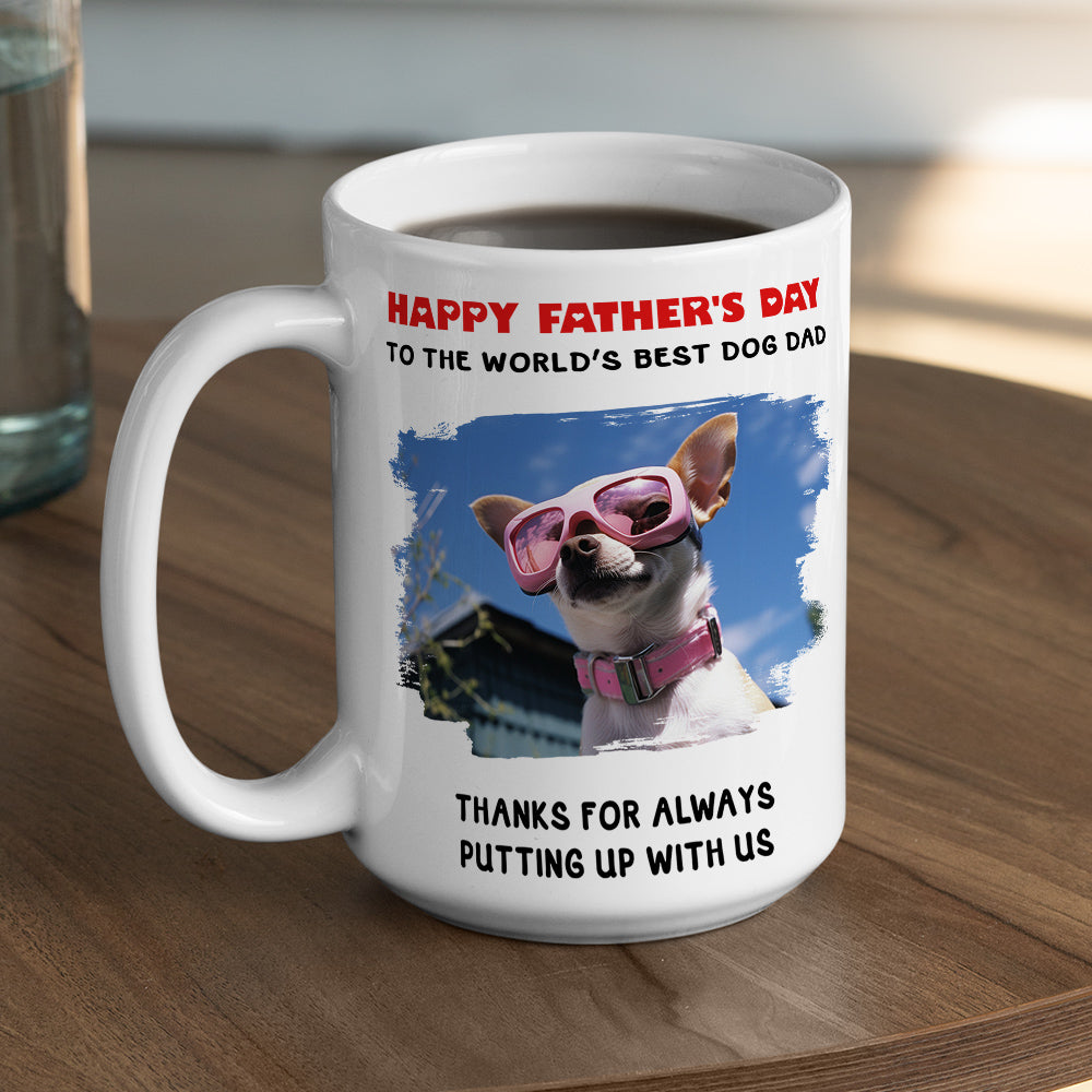 Custom Photo Christmas Birthday Gifts For Dog Lovers • Thanks For Always Putting Up With Me - Personalized Coffee Mug