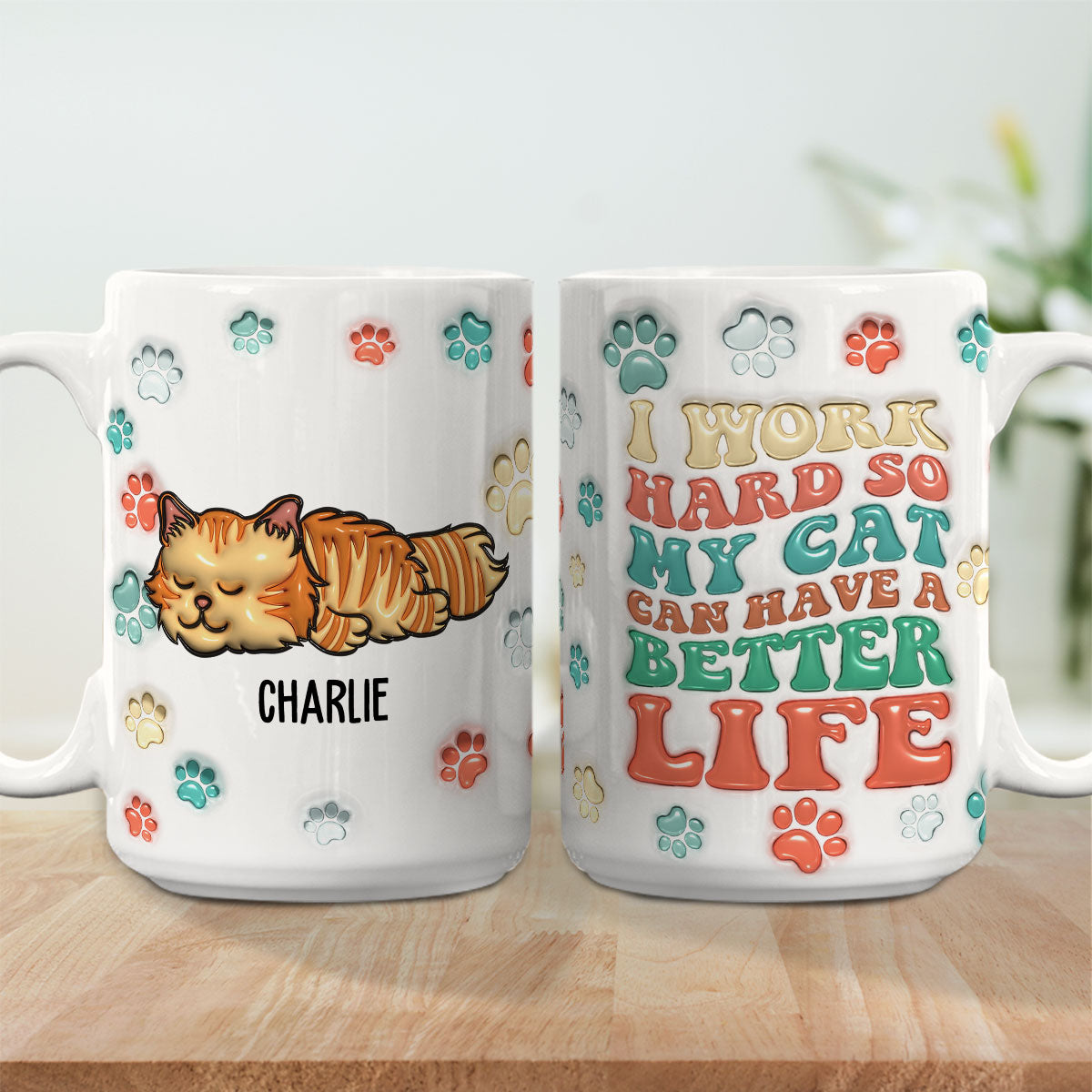 Custom Photo Christmas Birthday Gifts For Cat Lovers • Better Life - Personalized 3D Inflated Effect Mug