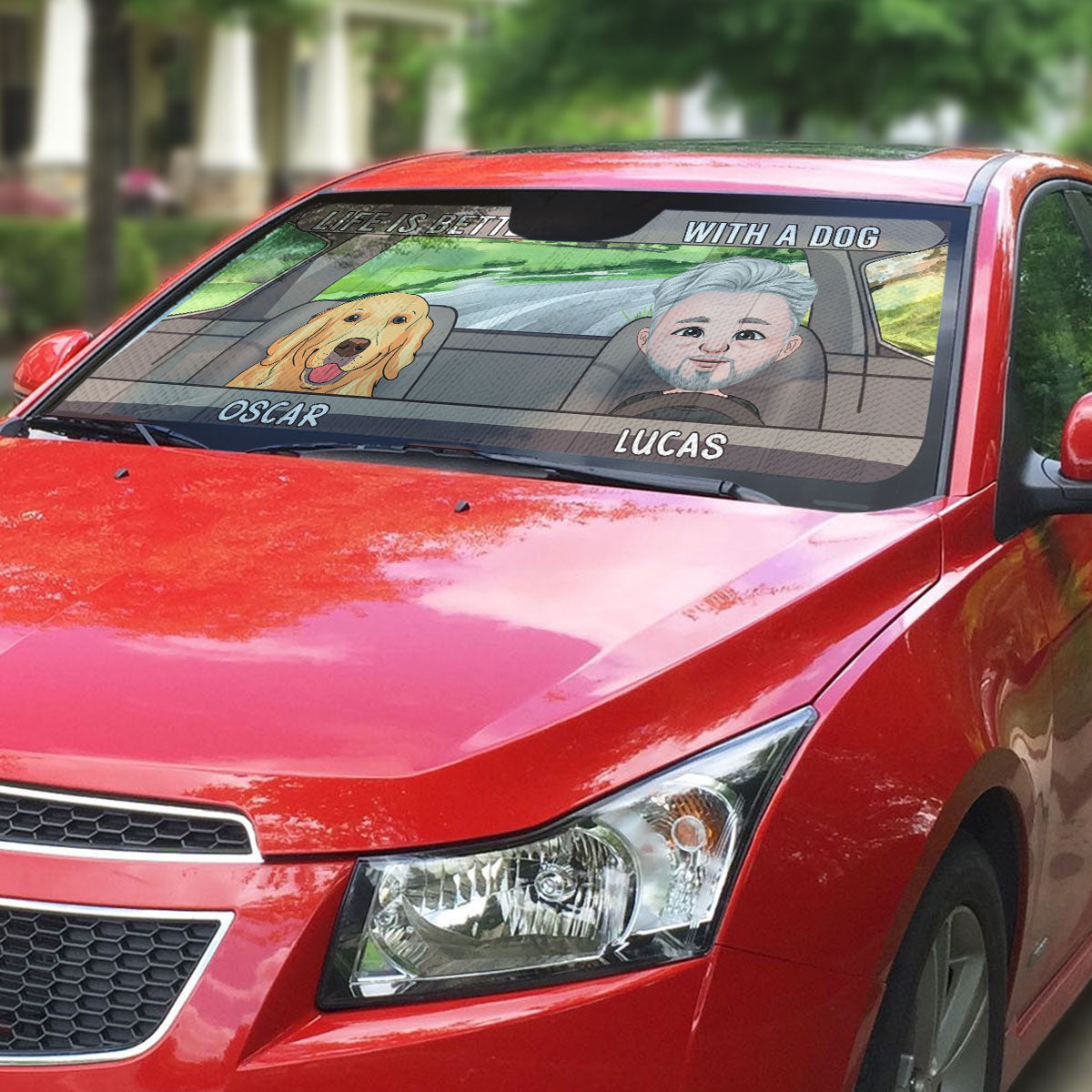 Custom Christmas Birthday Gifts Car Accessories for Pet Parents • Life Is Better With The Dogs - Personalized Car Sunshade