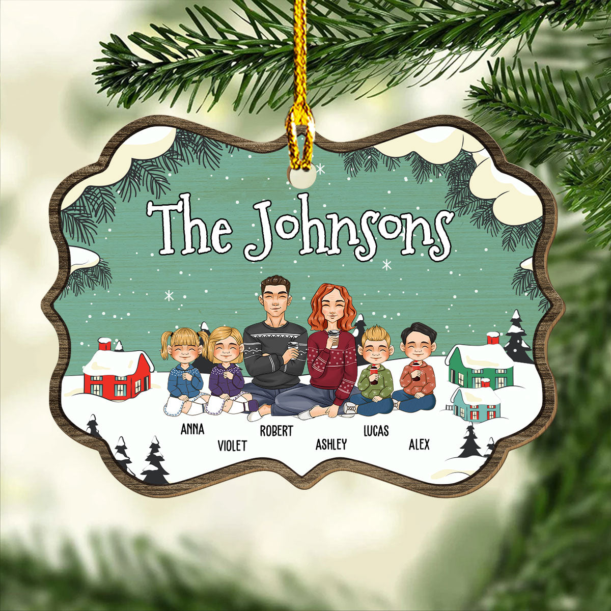 Family Name - Personalized 1-layered Wood Ornament