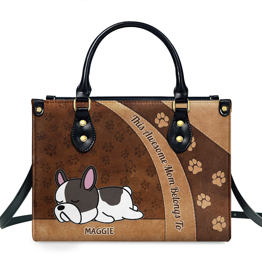 Awesome Mom Belongs To - Personalized Leather Bag