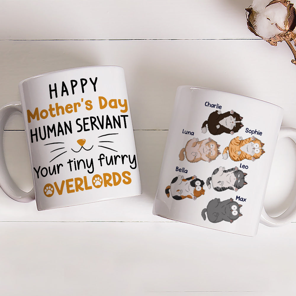 Custom Mother's day Birthday Gifts For Cat Mom, Cat Lovers • Your Tiny Furry Overlords - Personalized Coffee Mug
