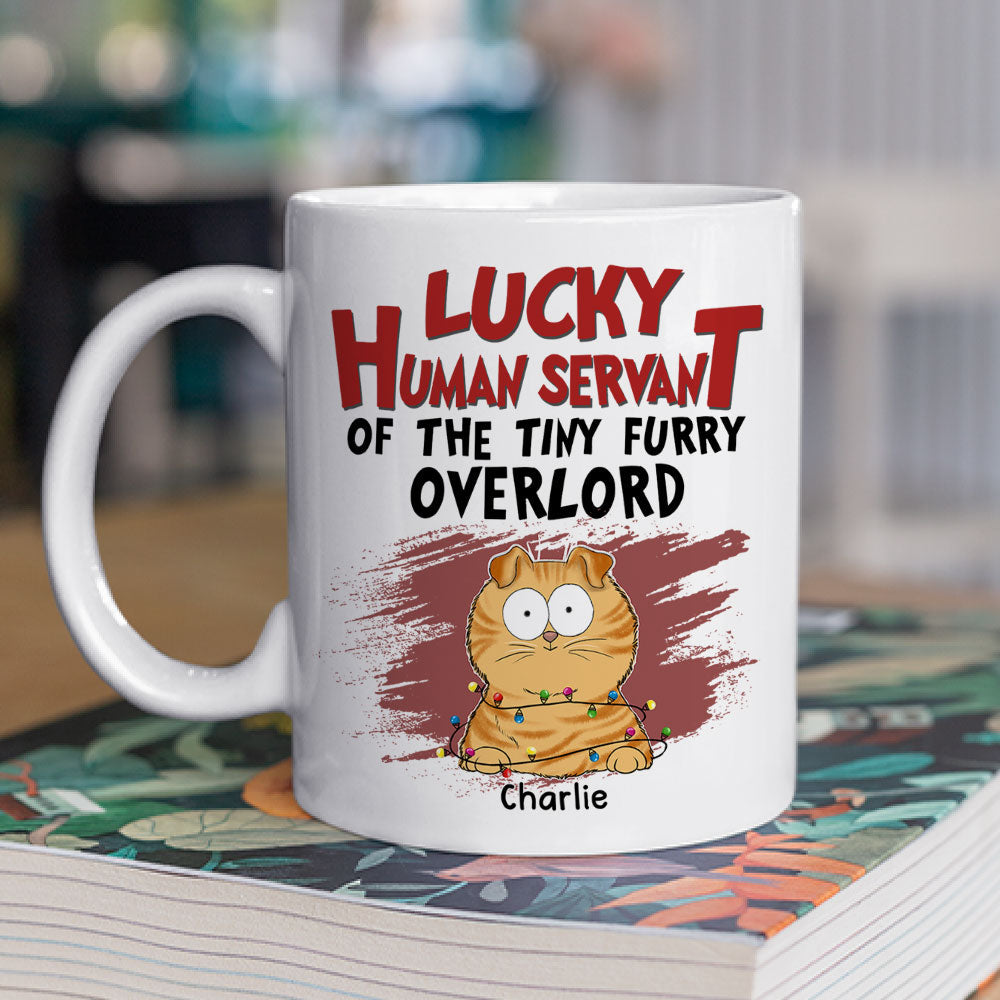 Custom Photo Mother's day Birthday Gifts For Cat Mom, Cat Lovers • Lucky Human Servant - Personalized Coffee Mug