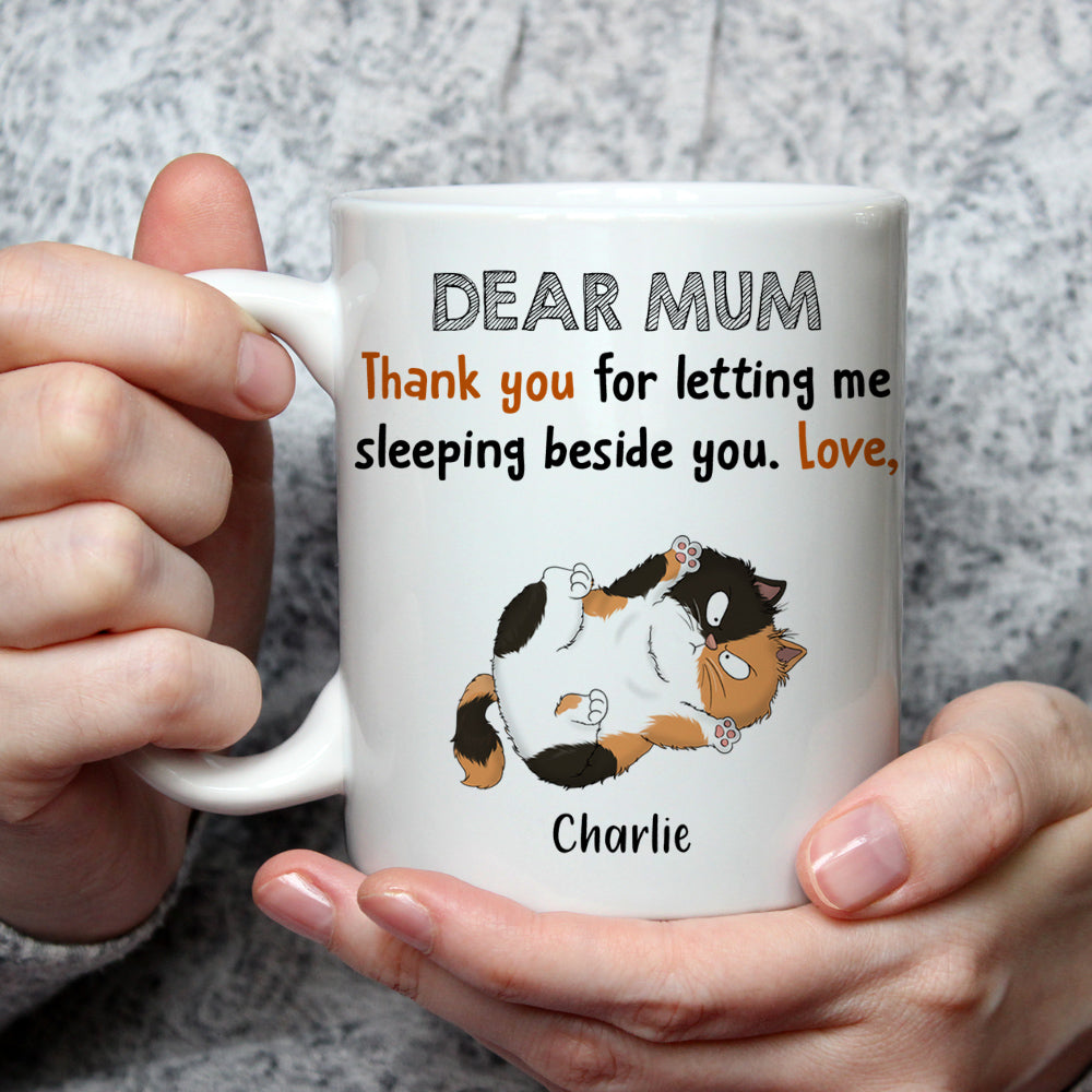 Custom Christmas Birthday Gifts For Cat Lovers • Sleeping Beside You - Personalized Coffee Mug