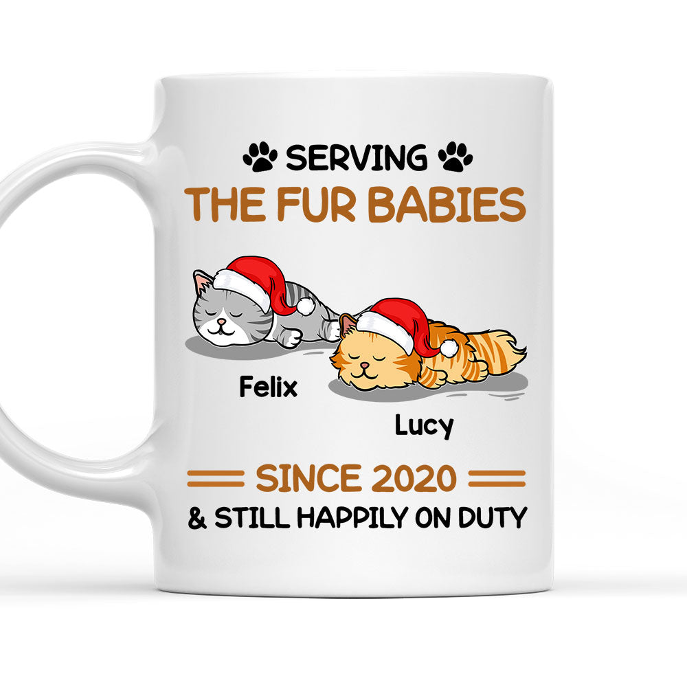 Custom Photo Mother's day Birthday Gifts For Cat Mom, Cat Lovers • Happily On Duty - Personalized Coffee Mug