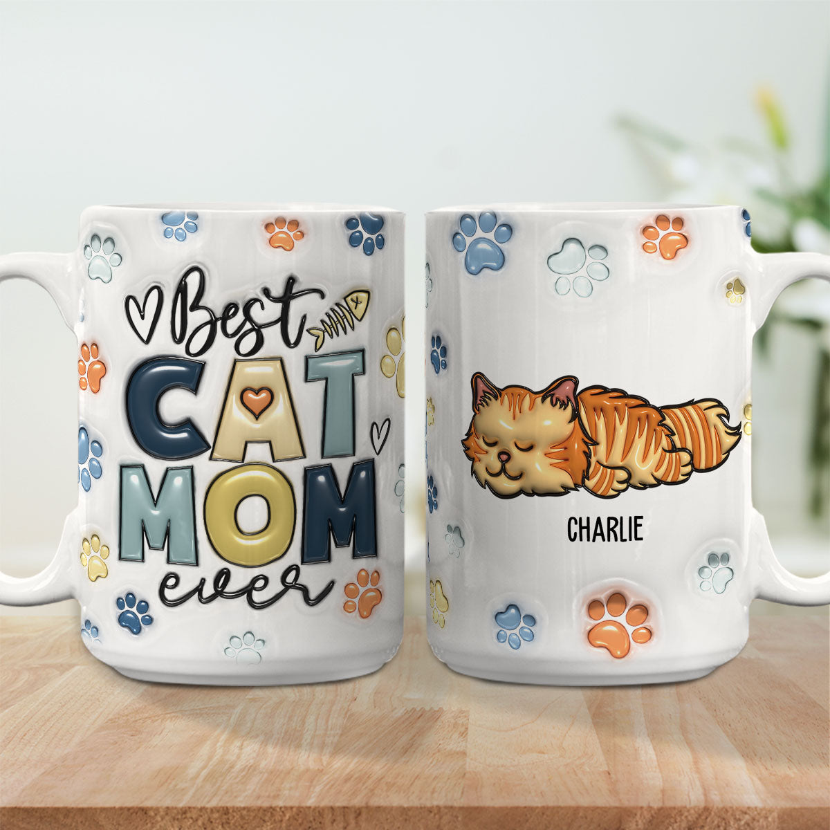 Custom Mother's day Birthday Gifts For Cat Mom, Cat Lovers • Best Cat Dad Mom In The World - Personalized 3D Inflated Effect Mug