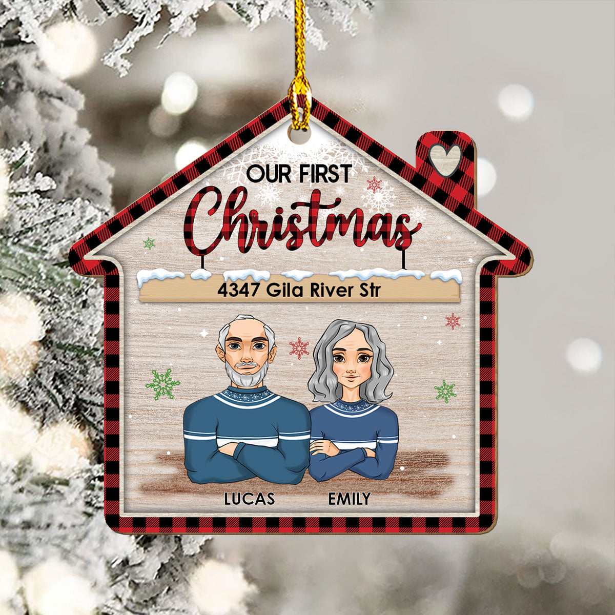 Christmas At Our Home - Personalized 1-layered Wood Ornament
