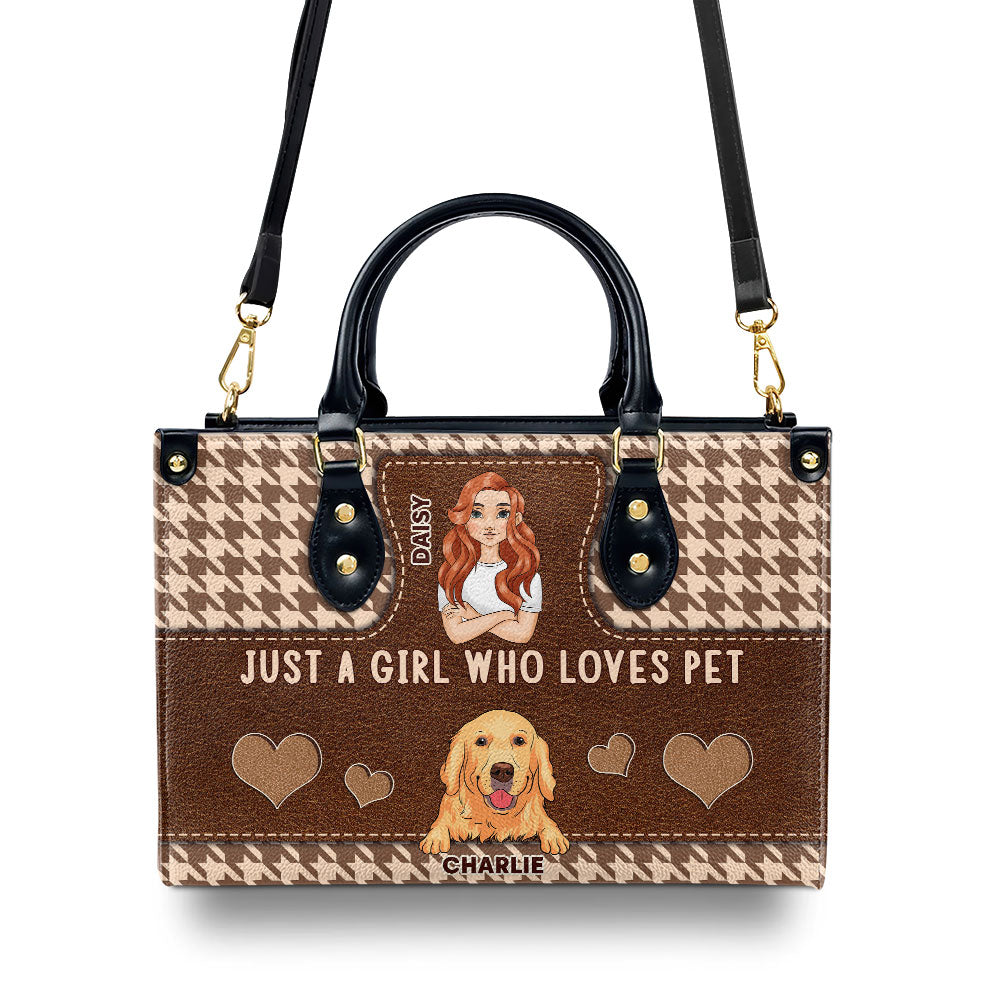 Girl With Pets - Personalized Leather Bag