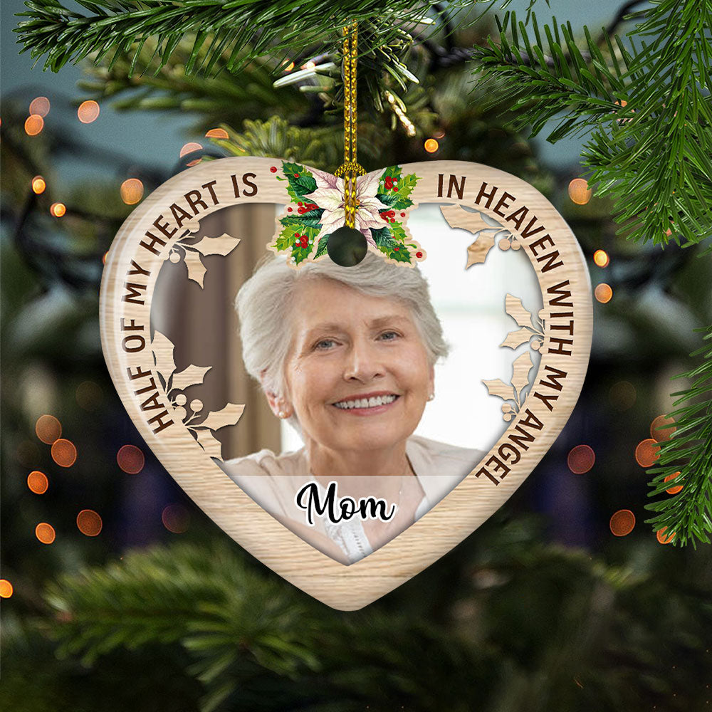 For My Angel - Personalized Heart Ceramic Christmas Ornament