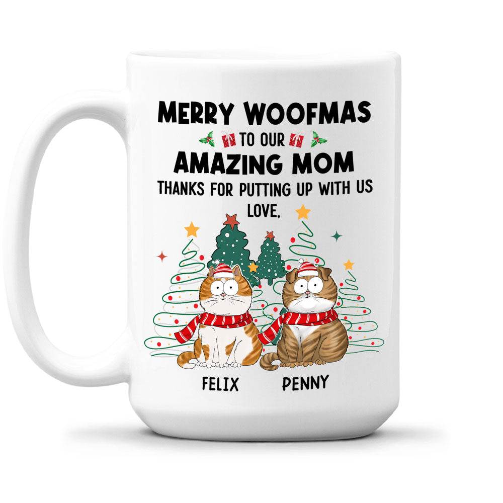 Custom Photo Mother's day Birthday Gifts For Cat Mom, Cat Lovers • Putting Up With Us - Personalized Coffee Mug