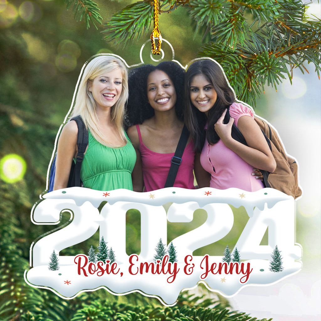 Photo Besties, Siblings - Joy of Christmas 2024 - Personalized Acrylic Ornament