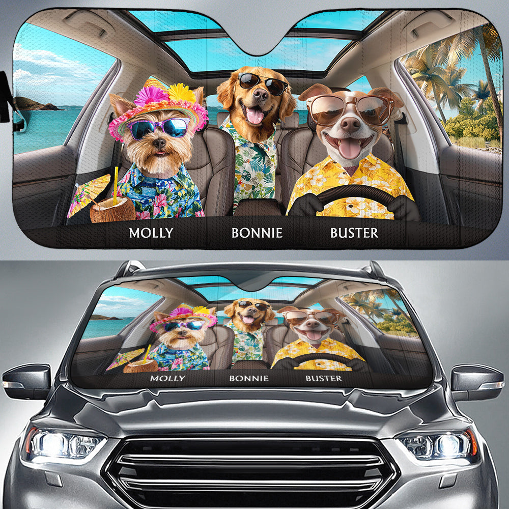 Custom Christmas Birthday Gifts Car Accessories for Dog Parents • Life Is Better With My Dog Summer - Personalized Car Sunshade