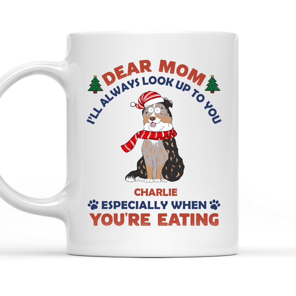 Custom Photo Mother's day Birthday Gifts For Cat Mom, Cat Lovers • Look Up When Eating - Personalized Coffee Mug