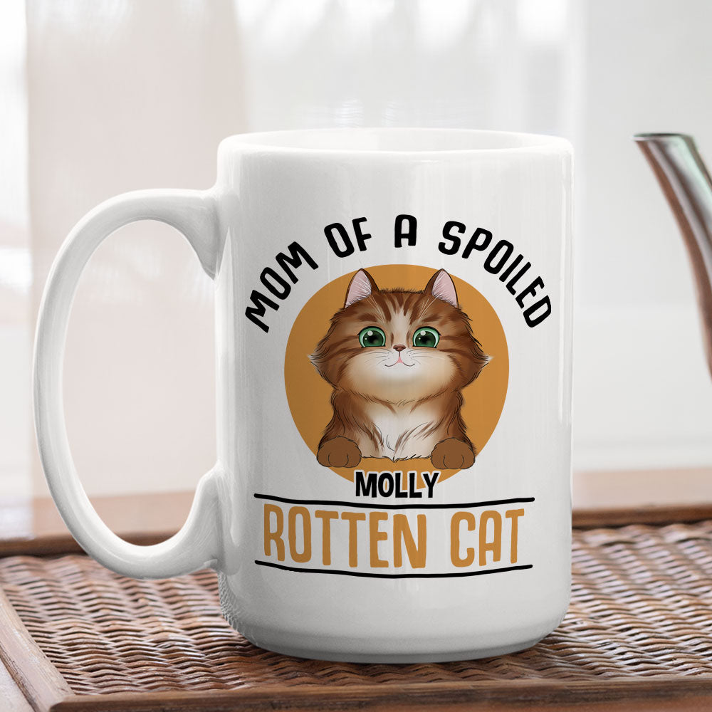 Custom Mother's day Birthday Gifts For Cat Mom, Cat Lovers • Spoiled Rotten Cat - Personalized Coffee Mug