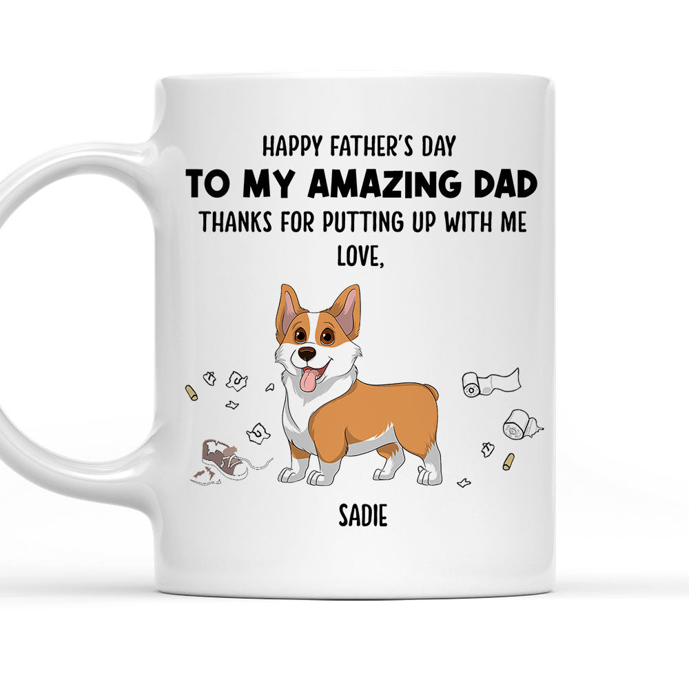 Custom Photo Christmas Birthday Gifts For Dog Lovers • Dog Thanks For Dad - Personalized Coffee Mug