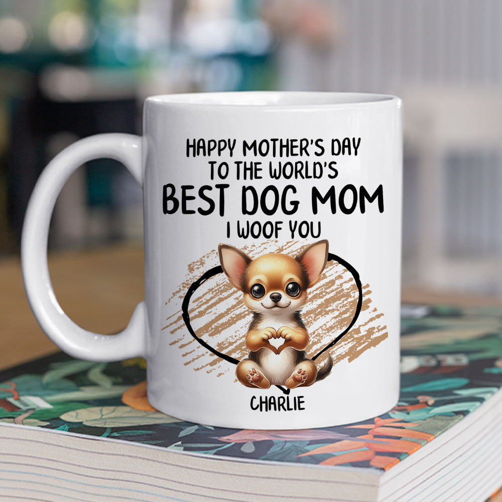 Custom Photo Mother's day Birthday Gifts For Dog Mom, Dog Lovers • Heart Sign Mom - Personalized Coffee Mug