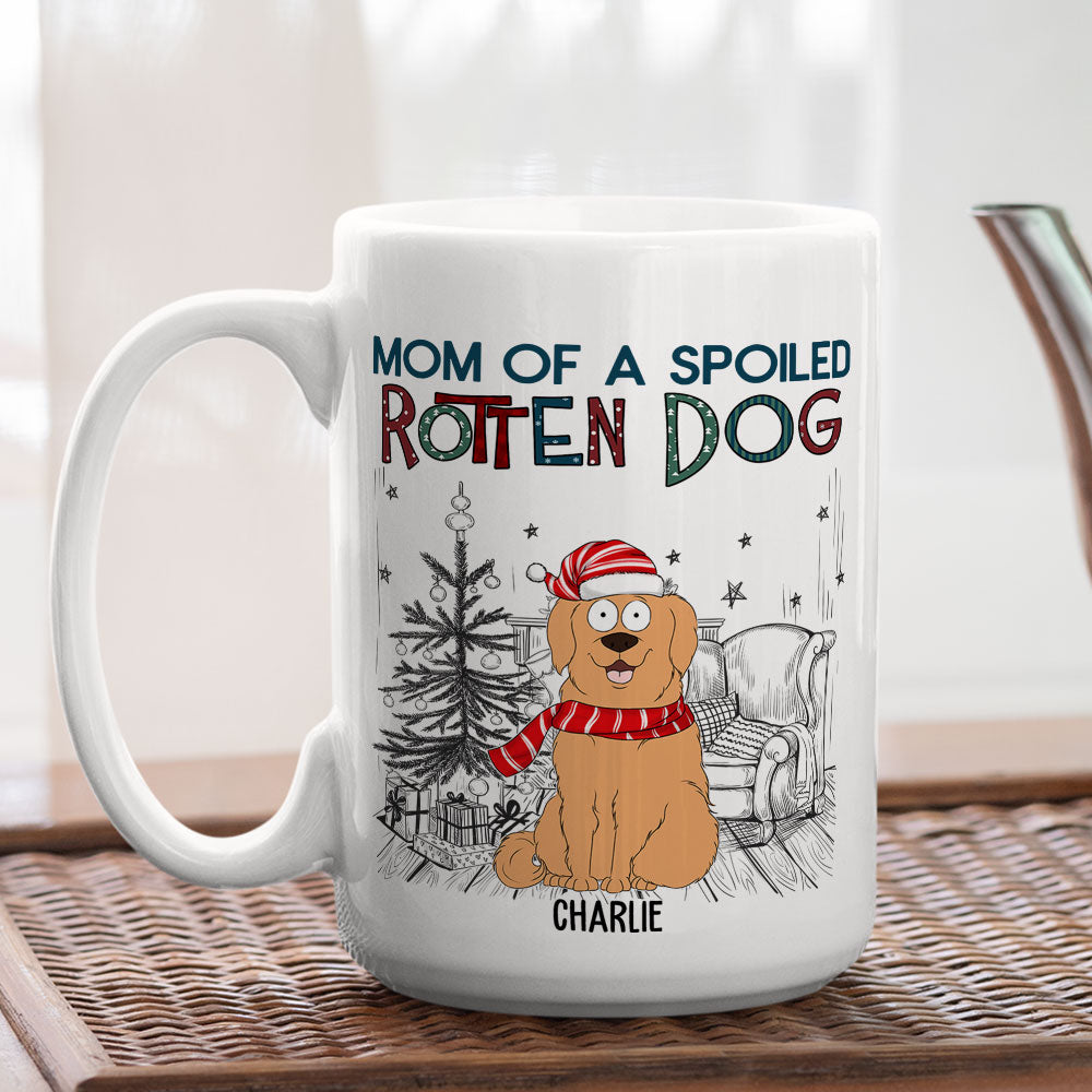 Custom Photo Mother's day Birthday Gifts For Cat Mom, Cat Lovers • Dad Of A Spoiled Rotten Dog - Personalized Coffee Mug