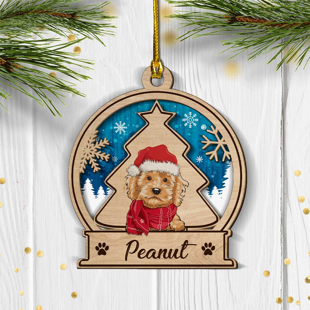 Custom Christmas Decor Home Birthday Gifts For Dog Lovers • Dog Snowball Ornament - Personalized 2-Layered Wood Ornament