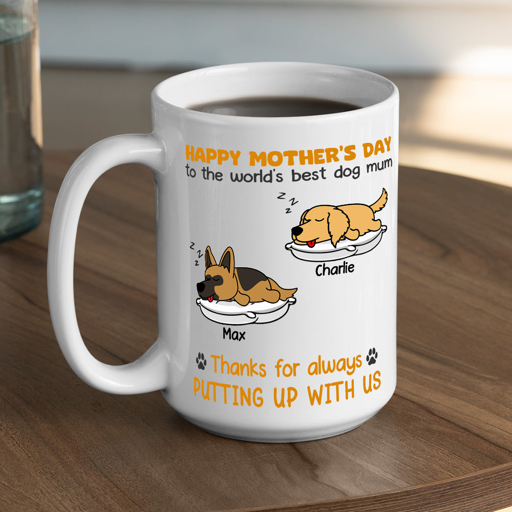 Custom Photo Christmas Birthday Gifts For Dog Lovers • Thanks For Always Putting Up - Personalized Coffee Mug