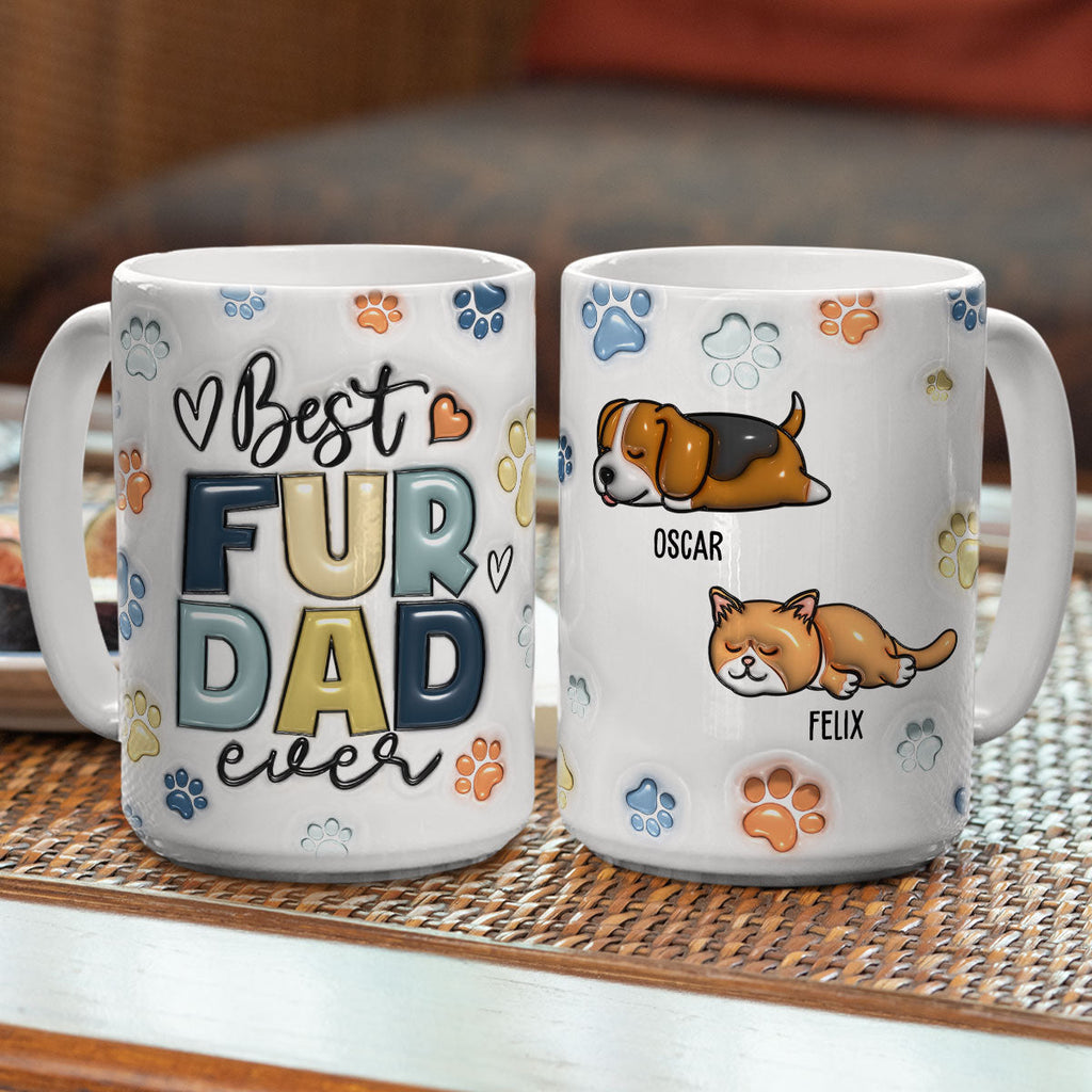 Custom Mother's day Birthday Gifts For Cat Mom, Cat Lovers • Best Fur Dad In The World - Personalized 3D Inflated Effect Mug