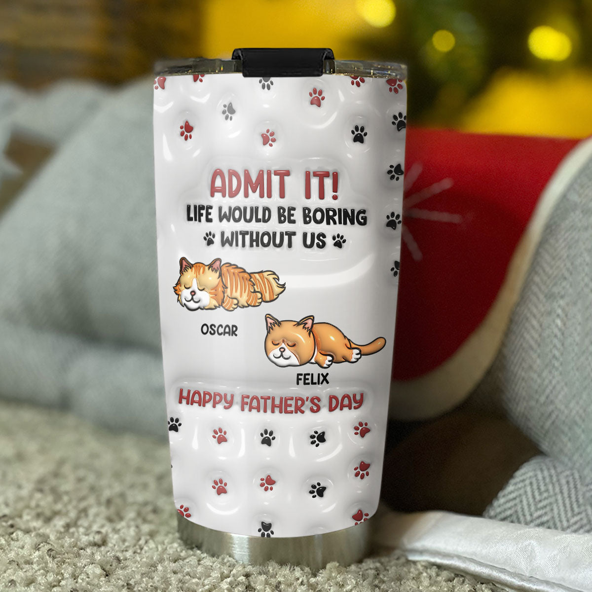 Custom Christmas Birthday Gifts For Cat Lovers • Admit It Version Cats - Personalized 3D Inflated Effect Tumbler