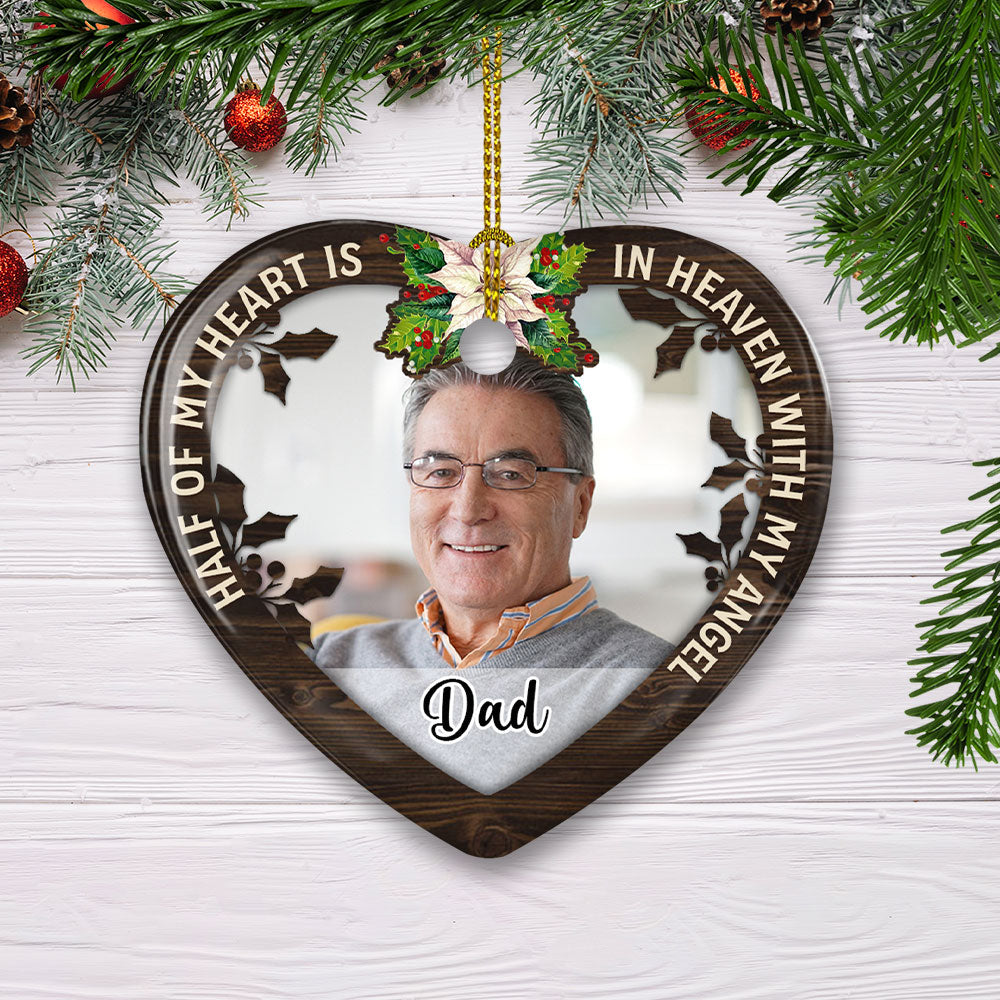 For My Angel - Personalized Heart Ceramic Christmas Ornament