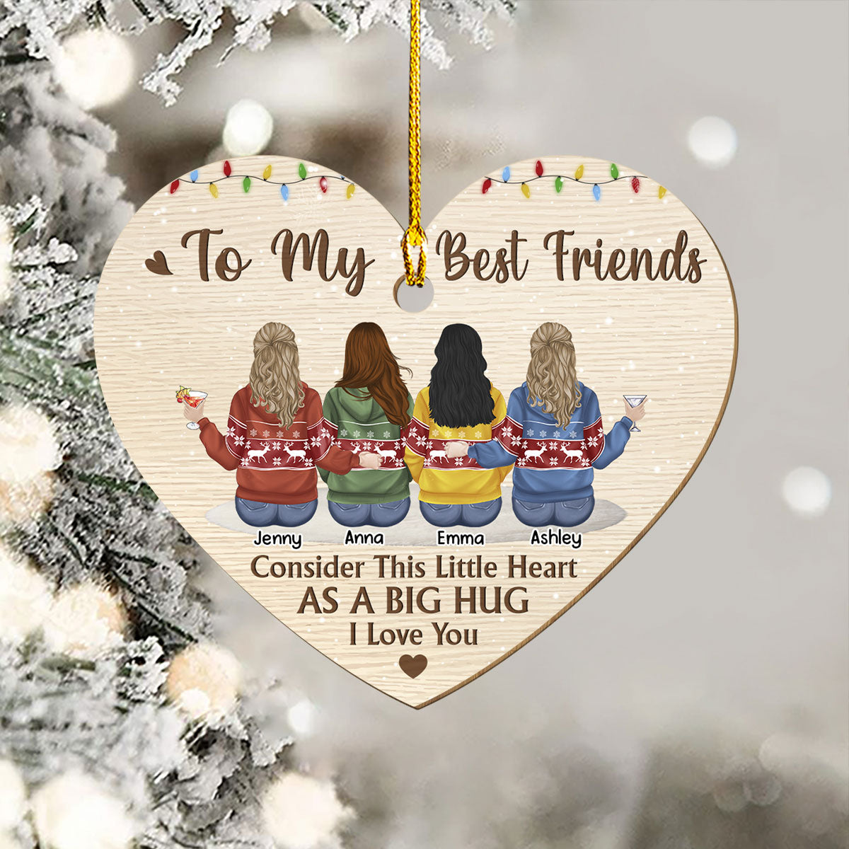 To My Bestie - Personalized 1-layered Wood Ornament
