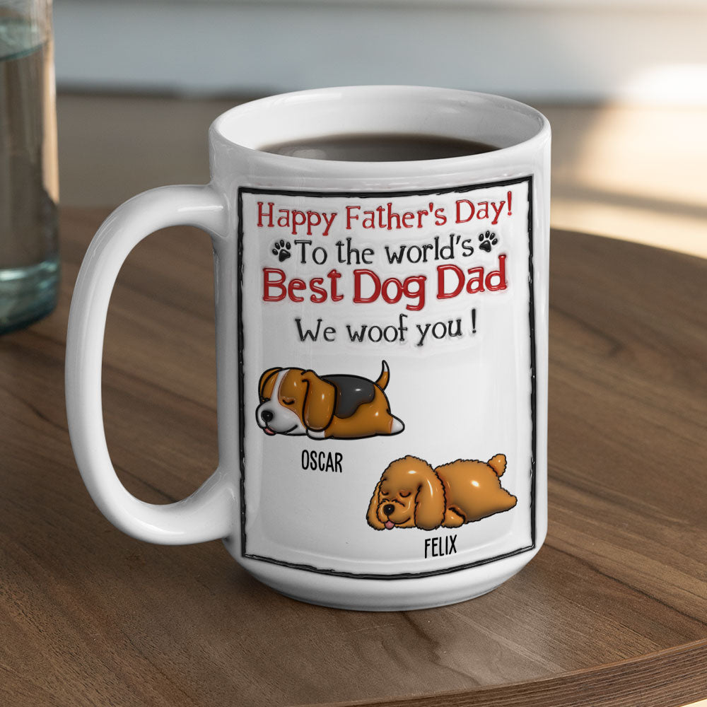 Custom Photo Christmas Birthday Gifts For Dog Lovers • Best Dog Dad In The World - Personalized 3D Inflated Effect Mug