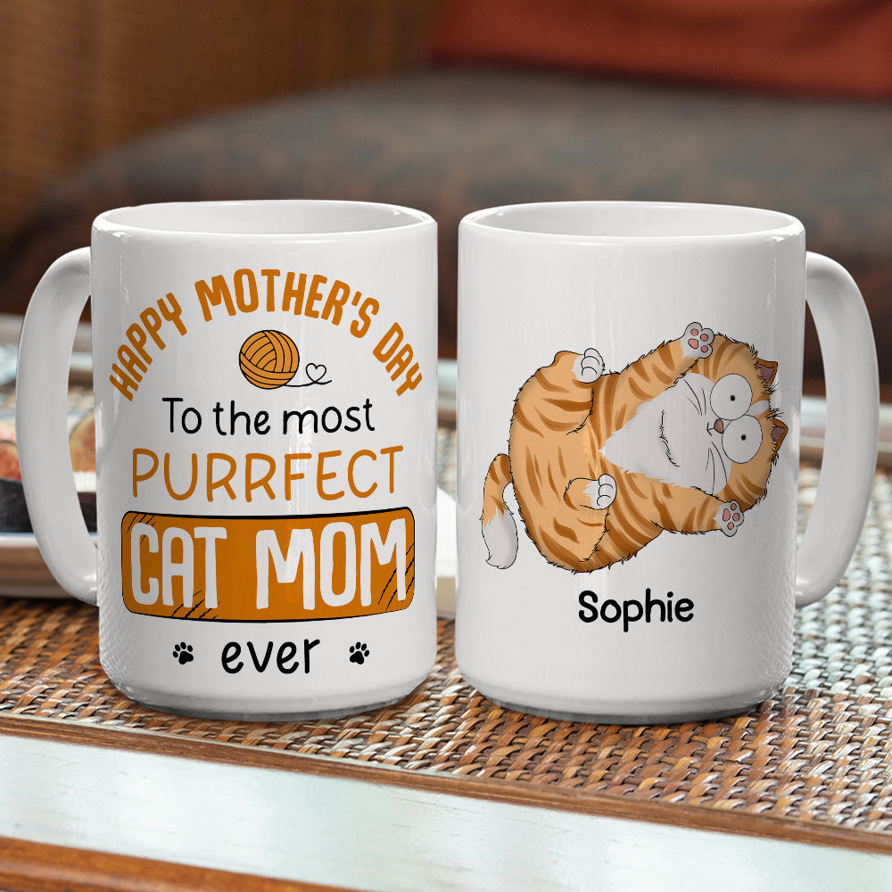 Custom Christmas Birthday Gifts For Cat Lovers • Purrfect Cat Mom - Personalized Coffee Mug