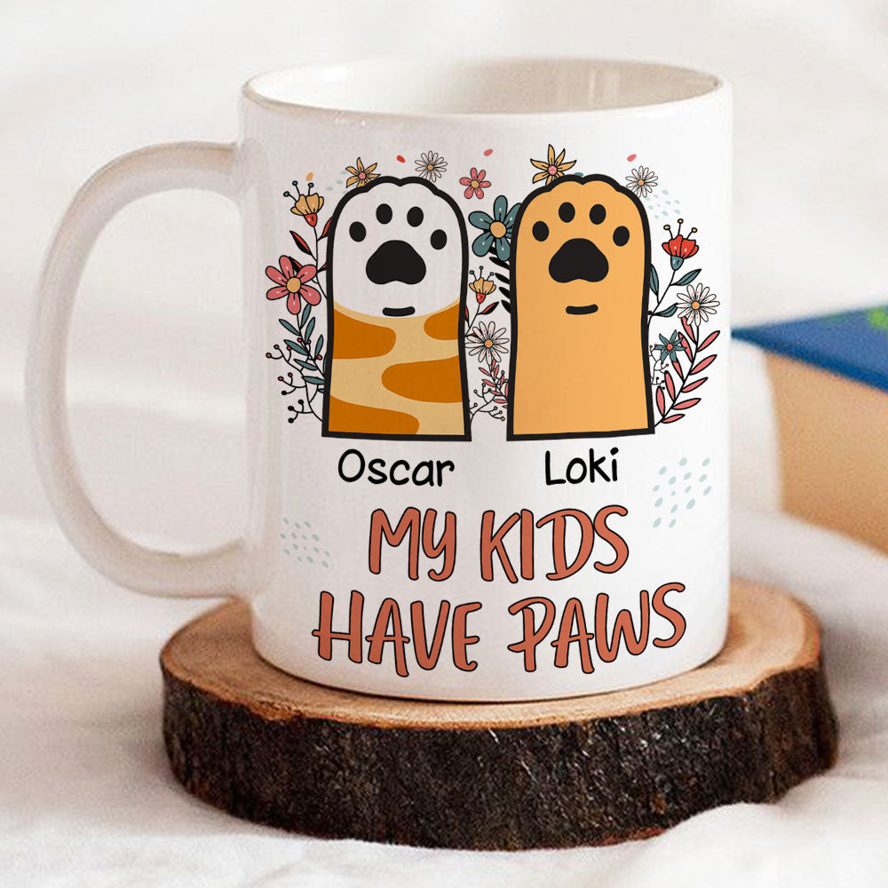 Custom Mother's day Birthday Gifts For Cat Mom, Cat Lovers • My Kid Has Paw - Personalized Coffee Mug